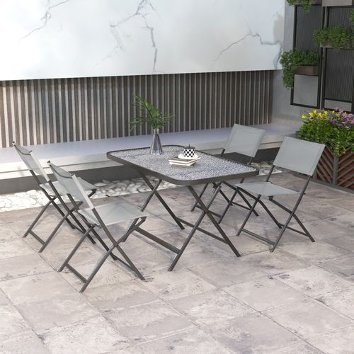 Ensemble Salon De Jardin 5 Pièces Pliables 4 Chaises Et Table