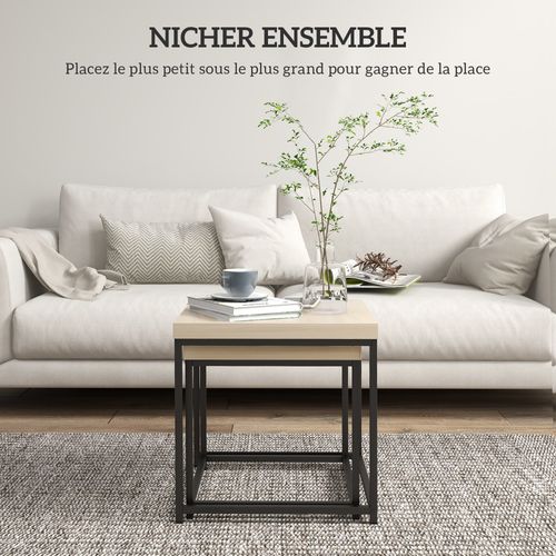 Lot De 2 Tables Basses Gigognes Carrées Encastrables