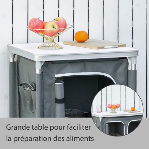Cuisine De Camping - Nombreux Rangements, Sac Transport Inclus - Alu. Oxford Gris