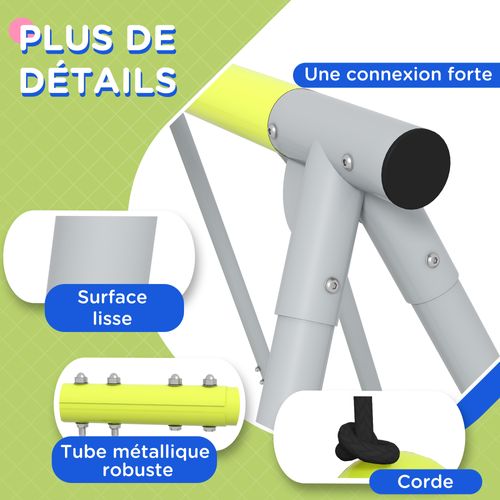 Balançoire 3 Agrès Portique Avec 2 Face à Face Et Balançoire Gris Vert