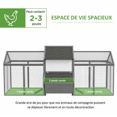 Poulailler En Bois 2 Enclos Modulables Niche Pondoir Gris