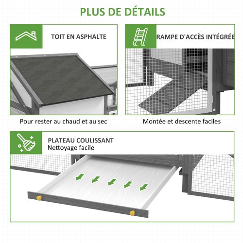 Poulailler En Bois 2 Enclos Modulables Niche Pondoir Gris