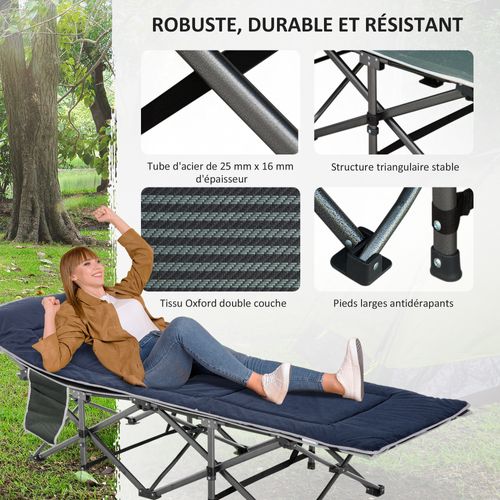 Lit De Camp Lit D'appoint Pliable Avec Sac Matelas Oxford Métal
