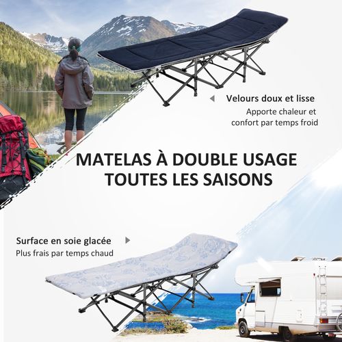 Lit De Camp Lit D'appoint Pliable Avec Sac Matelas Oxford Métal