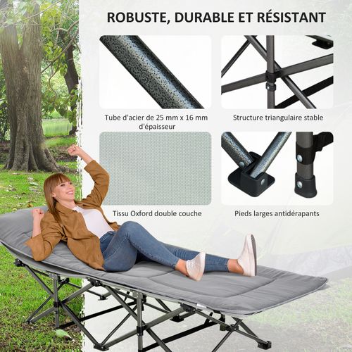 Lit De Camp Lit D'appoint Pliable Avec Sac Matelas Oxford Métal