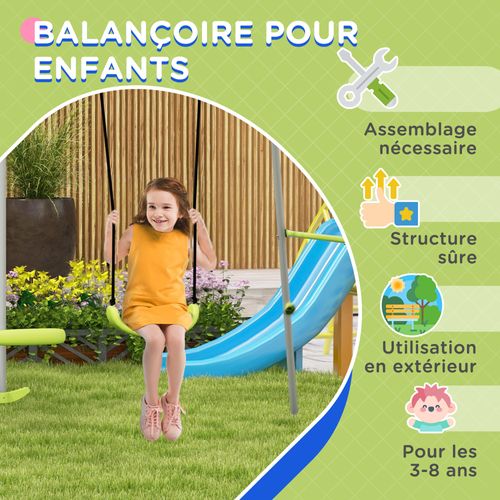 Balançoire 2 Agrès Portique Avec Balançoire Et Face à Face Gris Vert