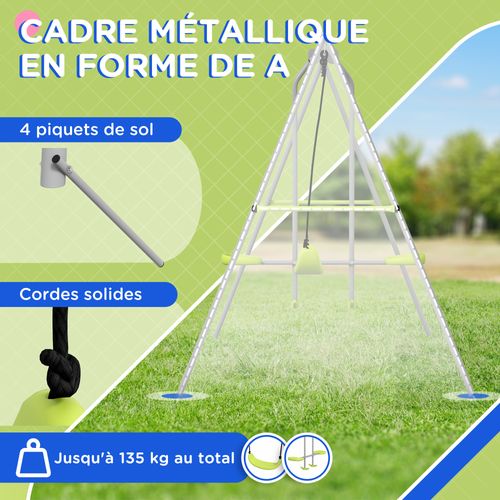 Balançoire 2 Agrès Portique Avec Balançoire Et Face à Face Gris Vert