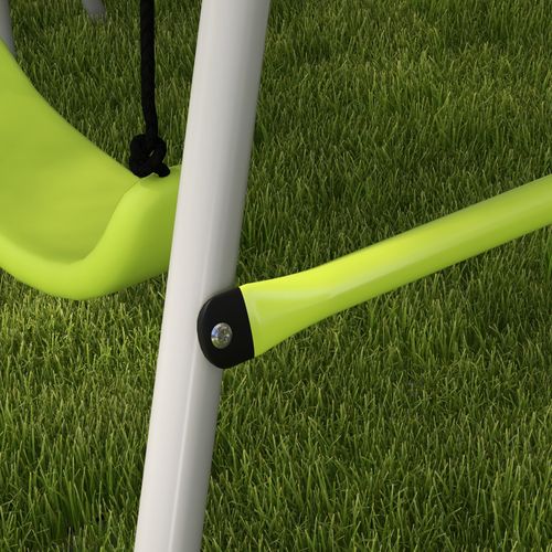 Balançoire 2 Agrès Portique Avec Balançoire Et Face à Face Gris Vert