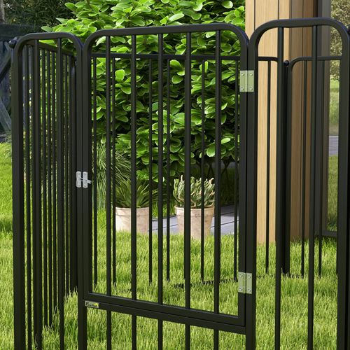 Parc Enclos Modulable Pour Chien Porte 6 Panneaux Noir