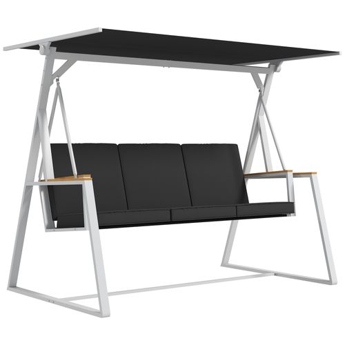 Balancelle De Jardin Design 3 Places Réglable Matelas Blanc Gris Foncé