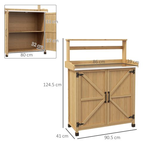 Table De Rempotage Multi-rangement Plateau Tôle Acier Sapin Pré-huilé