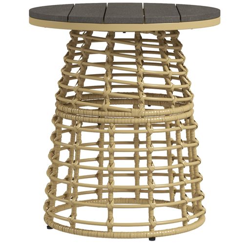Table Basse De Jardin Table D'appoint Extérieur Résine Aspect Rotin Métal