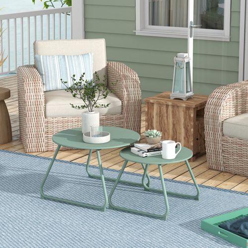 Lot De 2 Tables Basses Gigognes De Jardin Métal Époxy