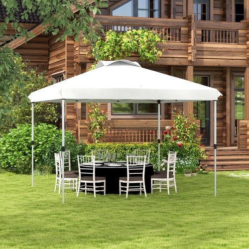 Tonnelle Barnum Pop-up Pliant 3 X 3 M Sac De Transport à Roulettes Blanc