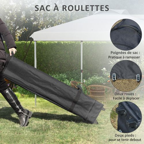 Tonnelle Barnum Pop-up Pliant 3 X 3 M Sac De Transport à Roulettes Blanc