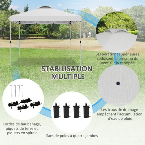 Tonnelle Barnum Pop-up Pliant 3 X 3 M Sac De Transport à Roulettes Blanc