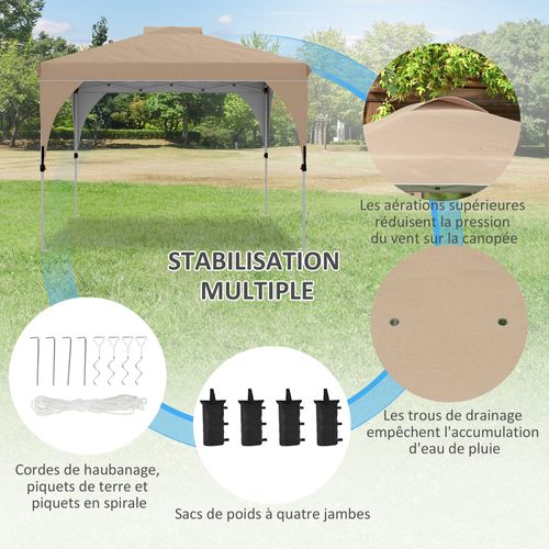 Tonnelle Barnum Pop-up Pliant 3 X 3 M Sac De Transport Beige