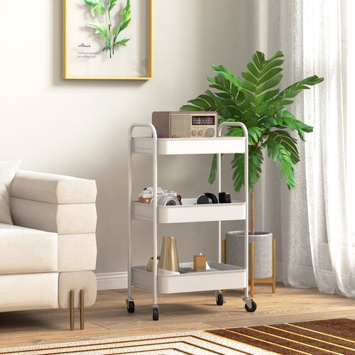 Desserte De Cuisine Style Néo-rétro - 3 Étagères - Acier