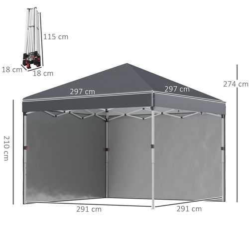 Tonnelle Barnum Pop-up Uv 30+ 3x3m Sac Transport Inclus Anthracite
