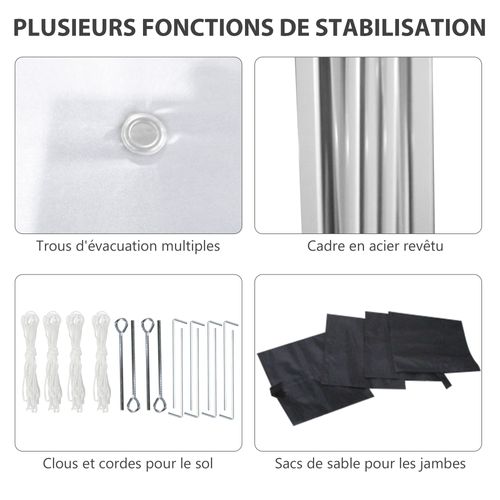 Tonnelle Barnum Pop-up Uv 30+ 3x3m Sac Transport Inclus Gris