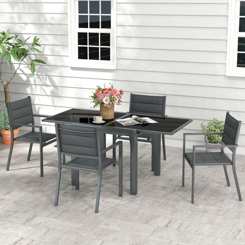 Ensemble De Jardin 4 Personnes Table Extensible Antracite