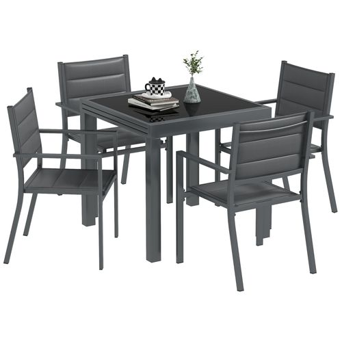 Ensemble De Jardin 4 Personnes Table Extensible Antracite