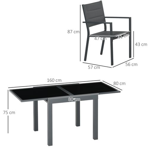Ensemble De Jardin 4 Personnes Table Extensible Antracite