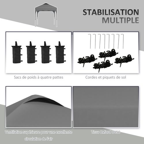 Tonnelle Barnum Automatique Pop-up 2.5 x 2.5 m Et Accessoires