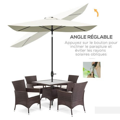 Parasol Inclinable De Jardin Alu. Polyester Anti Uv 50+