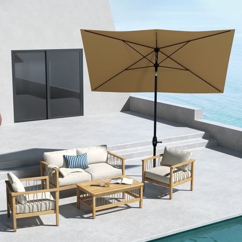 Parasol Inclinable De Jardin 3x2m Alu. Polyester Anti Uv 50+
