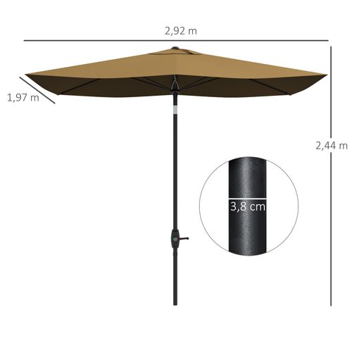 Parasol Inclinable De Jardin 3x2m Alu. Polyester Anti Uv 50+