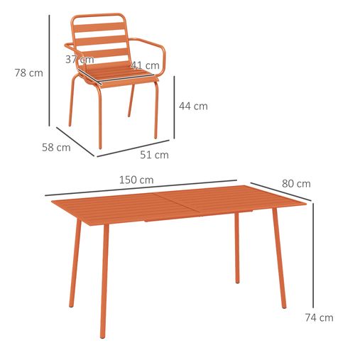 Salon De Jardin 6 Places 7 Pièces - Table à Manger 6 Chaises Empilables - Acier