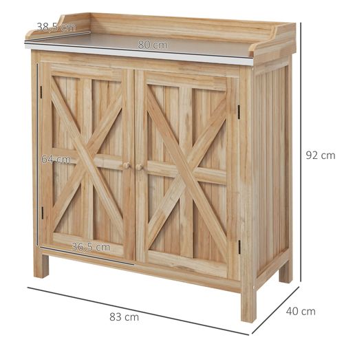 Table De Rempotage Armoire De Jardin 2 En 1 Bois Sapin Acier