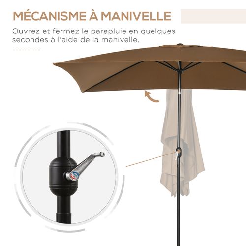 Parasol Inclinable Rectangulaire Métal Polyester