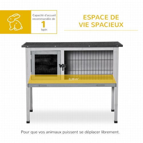 Clapier Sur Pied Niche Plateau Porte Toit Ouvrant Bois Gris