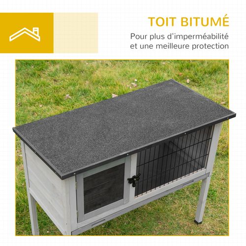 Clapier Sur Pied Niche Plateau Porte Toit Ouvrant Bois Gris