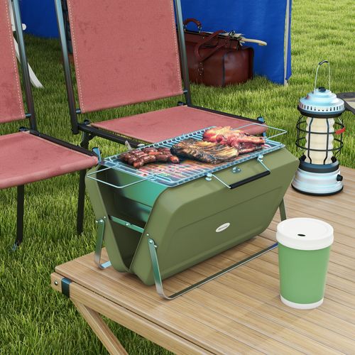 Grill à Charbon Portable, Valise de Barbecue Portable en Acier