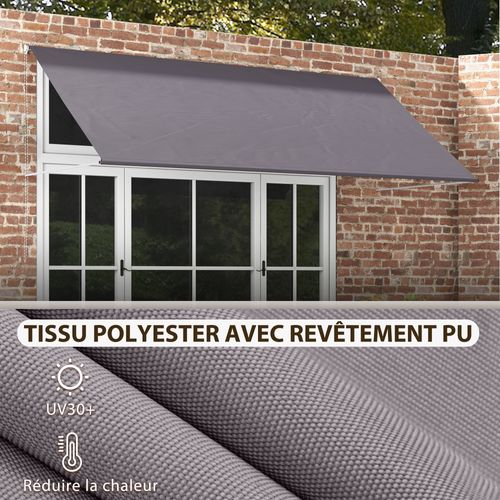 Store Banne Manuel Rétractable Réglable 300 X 120 Cm Gris