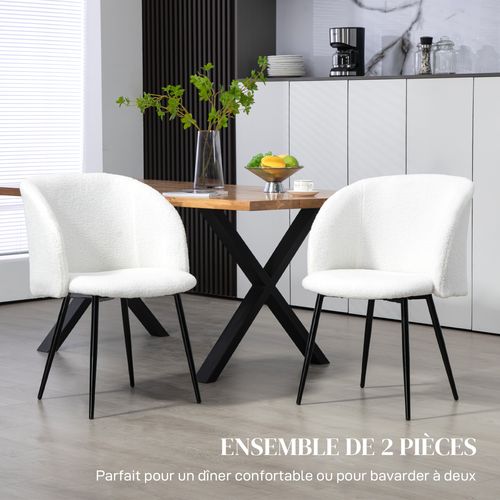 Lot De 2 Chaises De Visiteur Design Effet Laine Bouclée