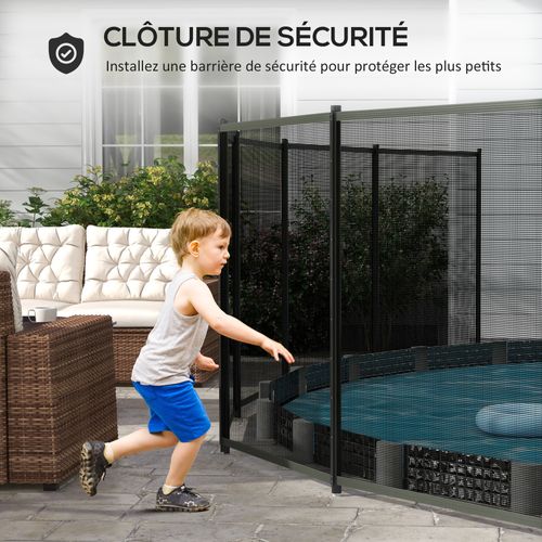 Clôture Barrière De Sécurité Pour Piscine - Lot De 4 Panneaux - Noir
