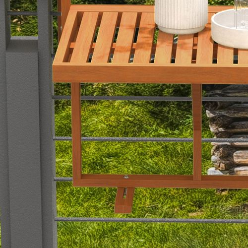 Table De Balcon Suspendue Hauteur Réglable Bois Verni Aspect Teck