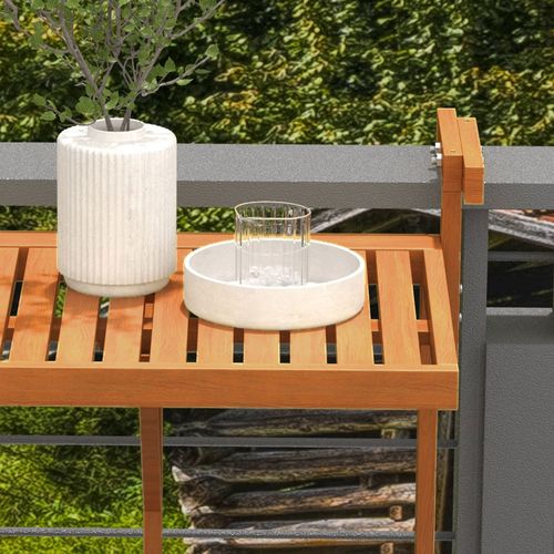 Table De Balcon Suspendue Hauteur Réglable Bois Verni Aspect Teck