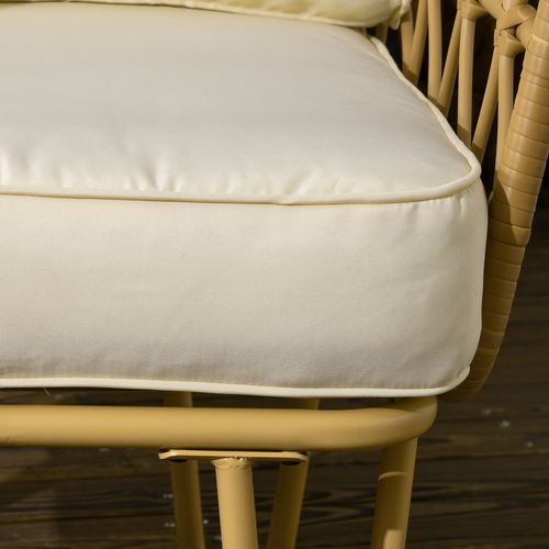 Salon De Jardin 4 Places 4 Pièces Style Colonial Résine Tressée Aspect Rotin