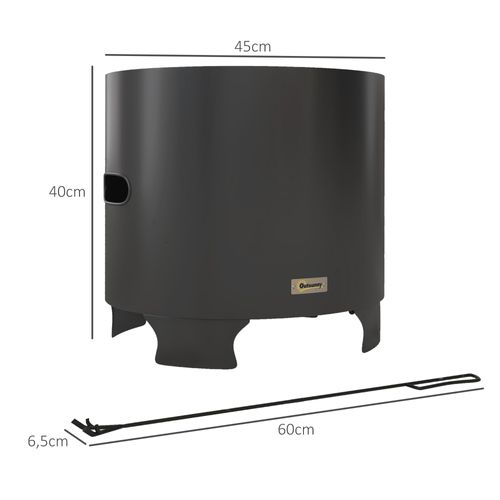 Brasero Extérieur Portable Avec Tisonnier - D. 45 Cm - Métal Noir