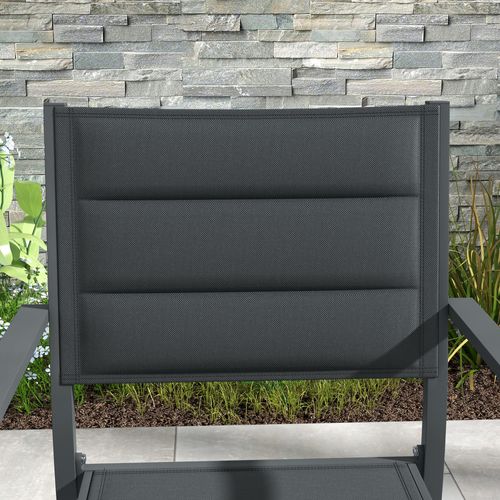 Lot De 4 Chaises De Jardin Empilables Alu Textilène Gris