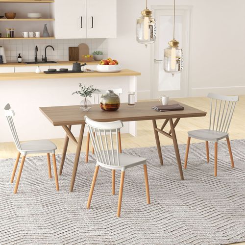 Lot De 4 Chaises De Salle à Manger Style Scandinave Piètement Bois Hêtre Pp