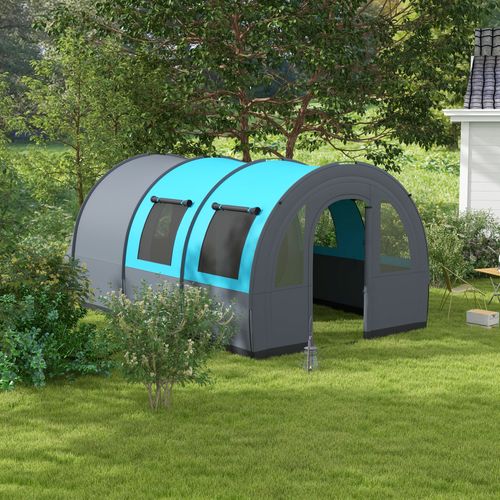 Tente Gonflable Pour 4-6 Personnes - Imperméable, Avec Pompe, Lucarne, Fenêtres Moustiquaires - 300x210x197 Cm - 2