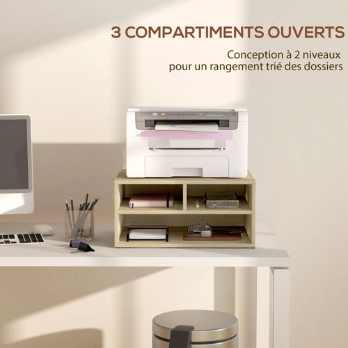Organiseur De Bureau 3 Compartiments Panneaux Aspect Bois