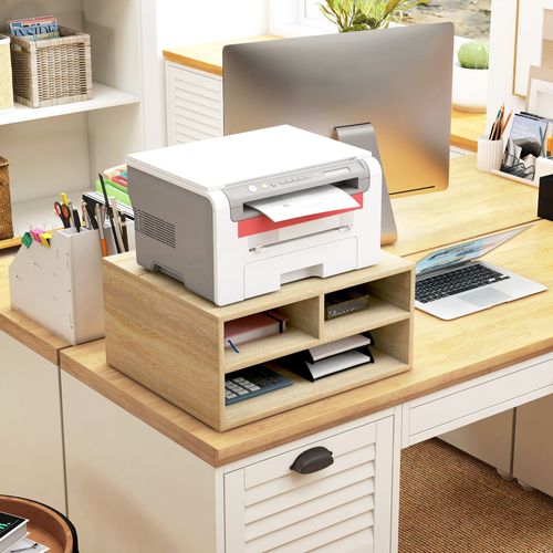 Organiseur De Bureau 3 Compartiments Panneaux Aspect Bois