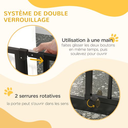 Barrière De Sécurité Animaux Réglable Avec Porte Acier Abs